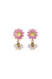 Pink Daisy Bee Earing